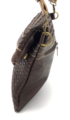 Dámská kožená kabelka proplétaná hnědá MagBag