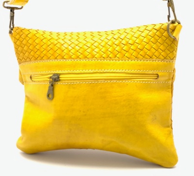 Dámská kožená kabelka proplétaná žlutá MagBag