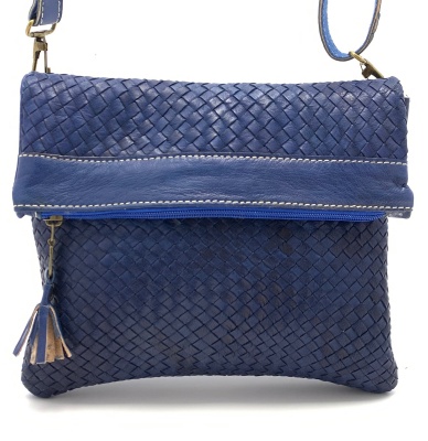 Dámská kožená kabelka proplétaná modrá MagBag