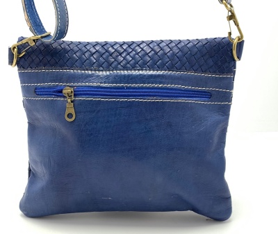 Dámská kožená kabelka proplétaná modrá MagBag