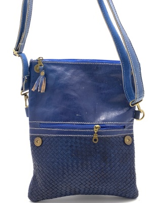 Dámská kožená kabelka proplétaná modrá MagBag