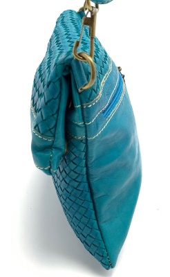 Dámská kožená kabelka proplétaná tyrkysová MagBag