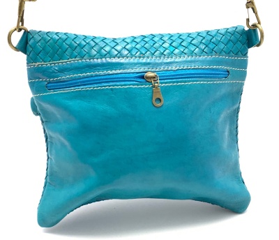 Dámská kožená kabelka proplétaná tyrkysová MagBag