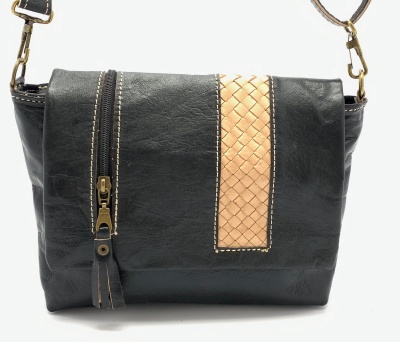 Dámská kožená kabelka crossbody malá černá
