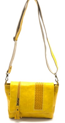 Dámská kožená kabelka crossbody malá žlutá MagBag