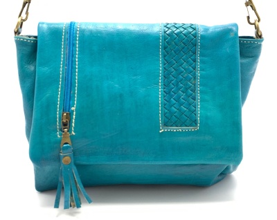 Dámská kožená kabelka crossbody tyrkysová MagBag