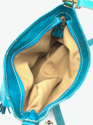 Dámská kožená kabelka crossbody tyrkysová MagBag