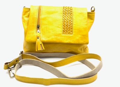 Dámská kožená kabelka crossbody žlutá MagBag