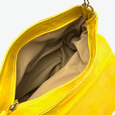 Dámská kožená kabelka crossbody žlutá MagBag