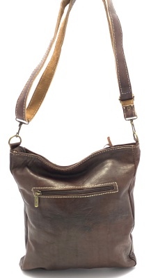 Dámská kožená kabelka s ozdobným páskem hnědá 