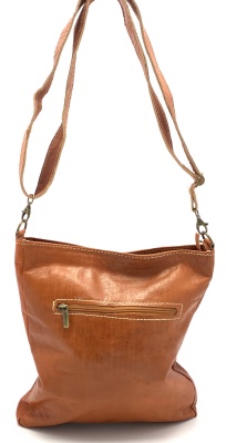 Dámská kožená kabelka s ozdobným páskem přírodní