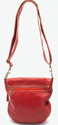 Dámská kožená kabelka půlkruh červená