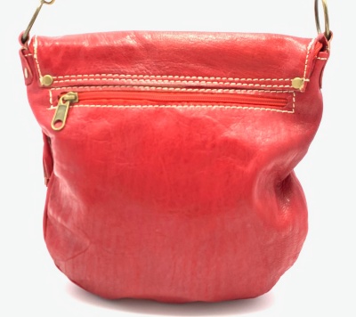 Dámská kožená kabelka půlkruh červená