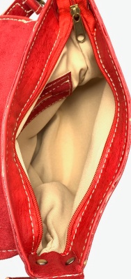 Dámská kožená kabelka půlkruh červená