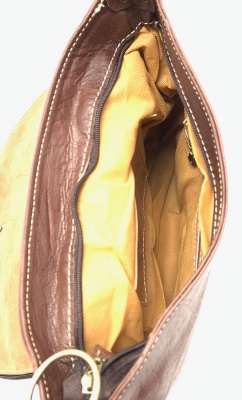 Dámská kožená kabelka půlkruh se sluníčkem hnědá 