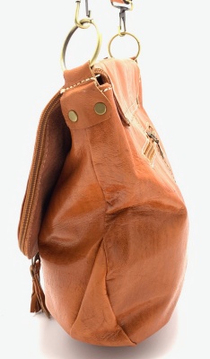 Dámská kožená kabelka půlkruh se sluníčkem přírodní