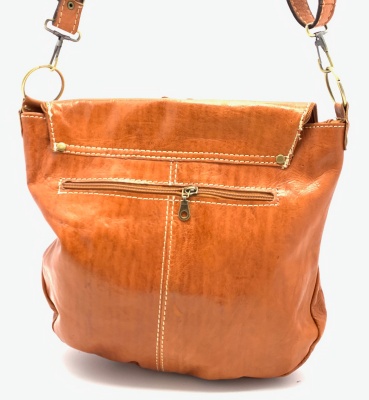 Dámská kožená kabelka půlkruh se sluníčkem přírodní