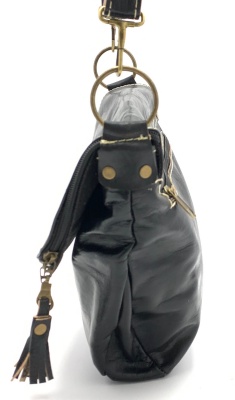 Dámská kožená kabelka půlkruh velký černá