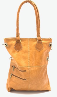 Dámská kožená kabelka kroužky přírodní