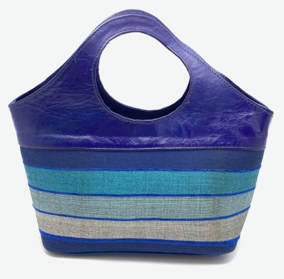 Dámská kožená kabelka oblouk se šátkem modrá MagBag