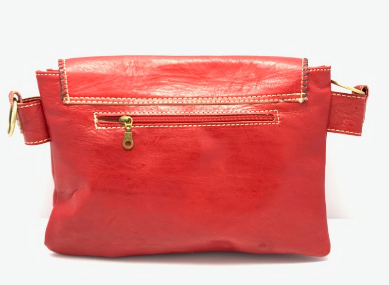 Kožená kabelka psaníčko červená velká