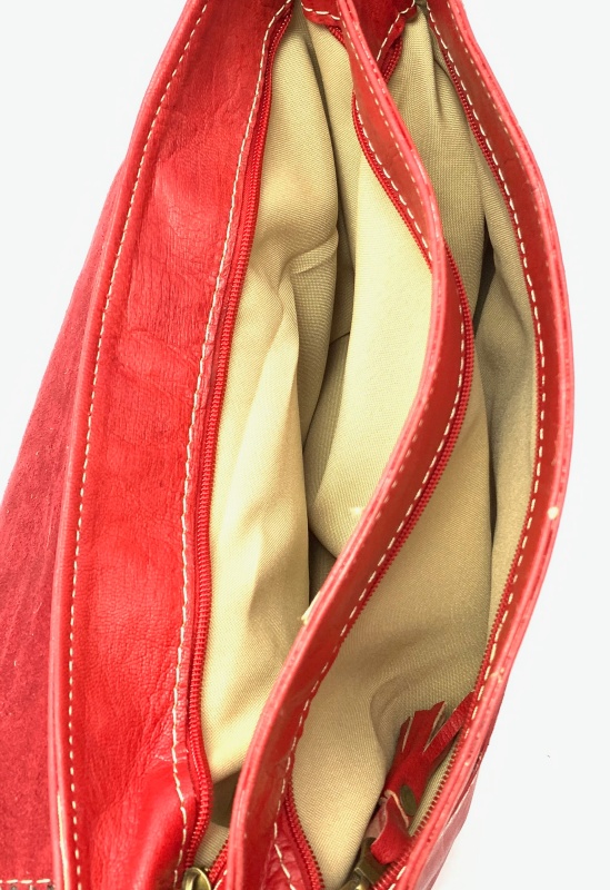 Kožená kabelka psaníčko červená velká