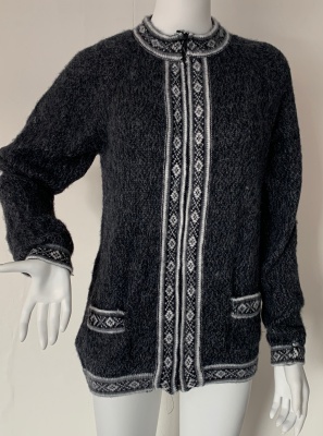 Dámský svetr z alpaky na zip tmavě šedý
