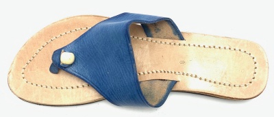 Dámské kožené pantofle s korálkem modré MagBag