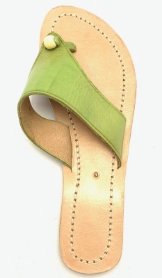 Dámské kožené pantofle s korálkem zelené MagBag