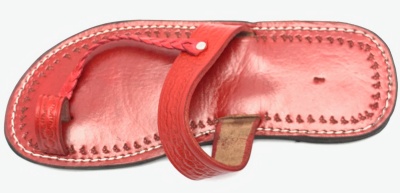 Dámské kožené pantofle propletený pásek červené MagBag