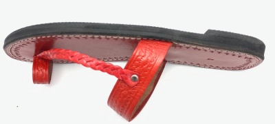 Dámské kožené pantofle propletený pásek červené MagBag