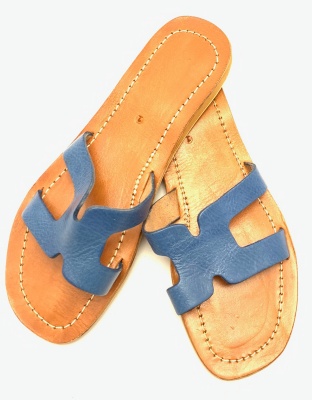 Dámské kožené pantofle modré