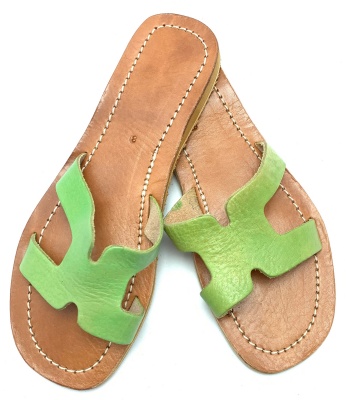 Dámské kožené pantofle zelené