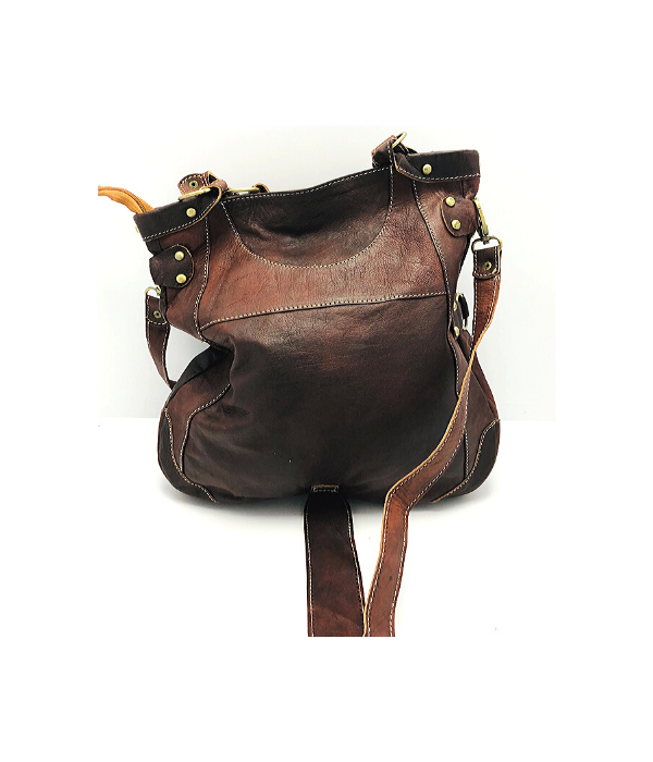 Kožená kabelka hnědá s druky