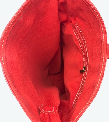 Kožený batoh úzký pásek střední červený